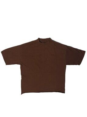 Culture Kings Brown Boxy Fit Cropped Tshirt - Large Heavyweight Cotton
